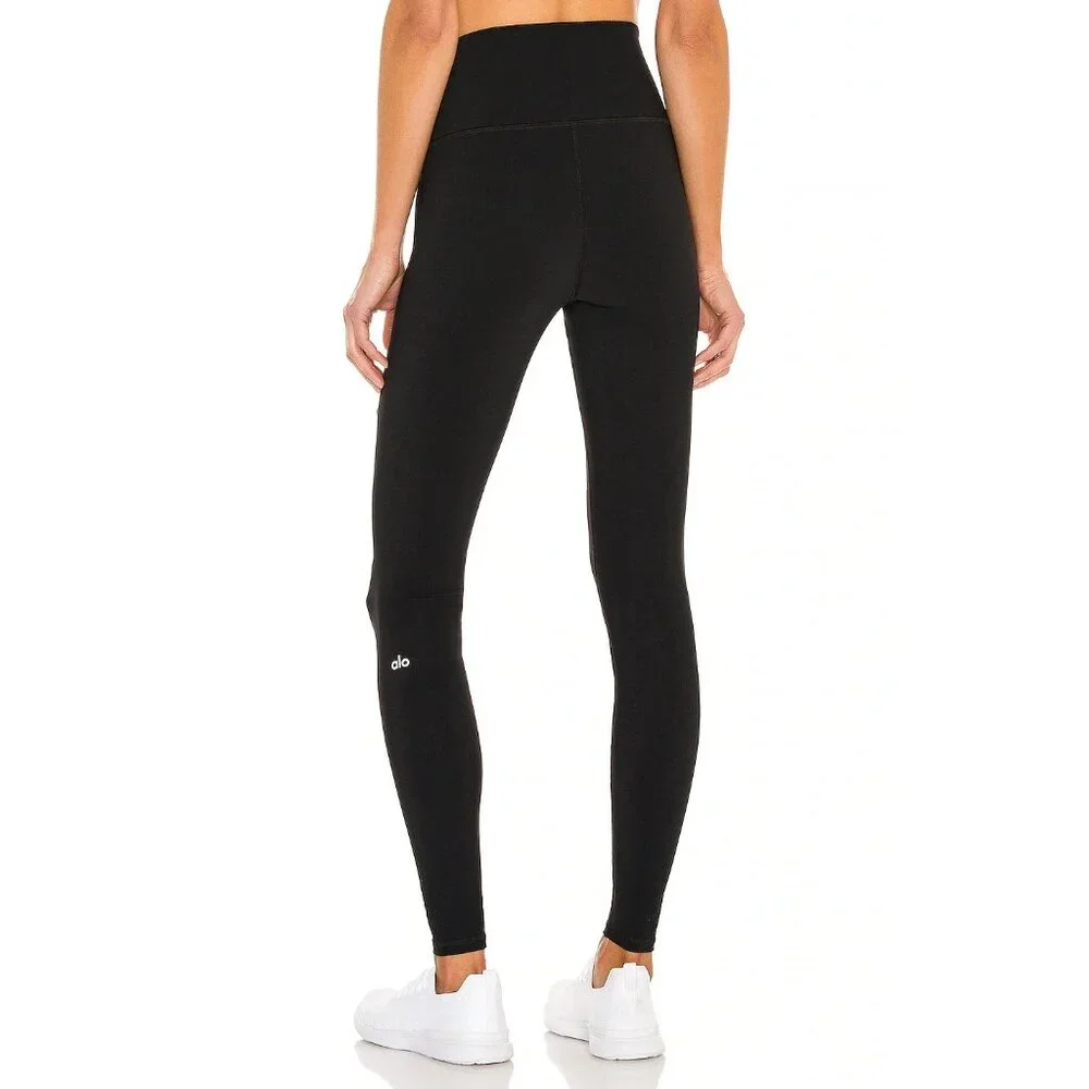 Alo Yoga Ripped Warrior Leggings XS High Rise Stretch Activewear Cut Out Black - Picture 2 of 12